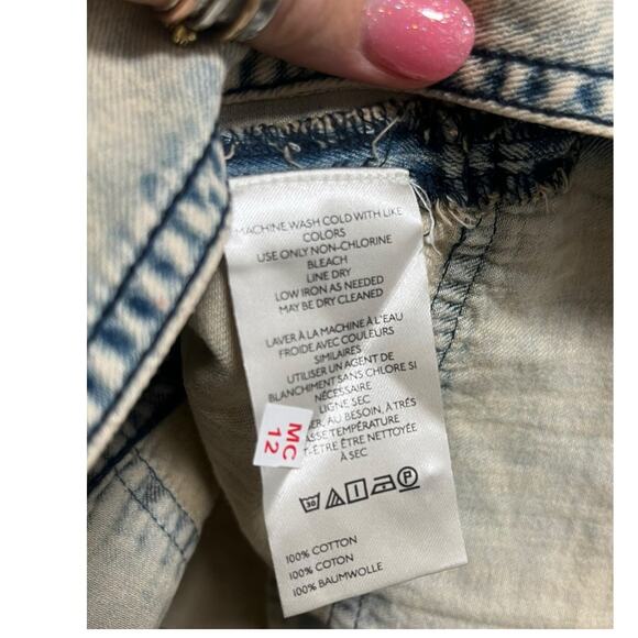 Anthropologie Pilcro Denim Drop-Waist Romper | Womens M, Bleach Wash Blue NEW - Picture 12 of 14